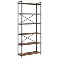 Boekenkast Gerookt eiken 80 x 30 x 188 cm Hout en Staal - thumbnail