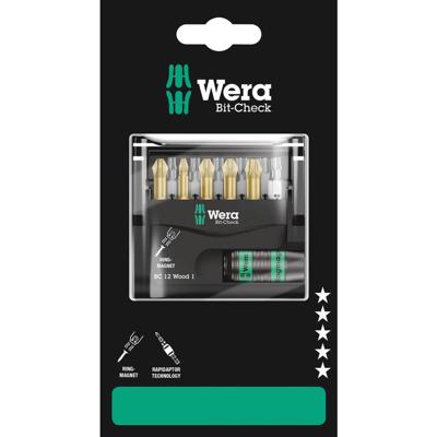 Wera Bit-Check 12 Wood 1 SB 05136390001 Bitset 1/4 (6.3 mm) Incl. bithouder