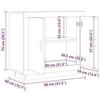 Dressoir 80x40x75 cm bewerkt hout oud houtkleurig - thumbnail
