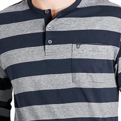 Blauw grijs gestreepte heren pyjama Hajo
