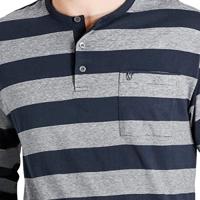 Blauw grijs gestreepte heren pyjama Hajo - thumbnail