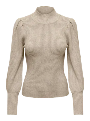 Only Onlkatia L/s Highneck Pullover Knt Noos 15232494 Trui Mocha Meringue W. Melange