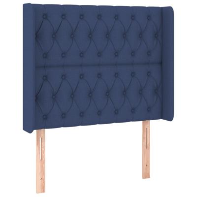 Hoofdbord met randen 163x16x78/88 cm stof blauw - thumbnail