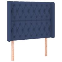 Hoofdbord met randen 147x16x118/128 cm stof blauw - thumbnail