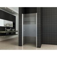Partly nisdeur rechts 700 x 2000 x 8 mm nano helder glas met melkglas middenband/chroom - thumbnail