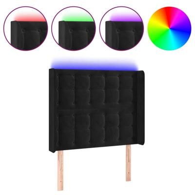 Hoofdbord LED 93x16x118/128 cm fluweel zwart