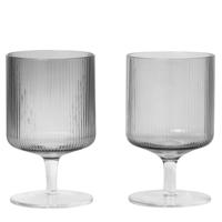 Ferm Living Ripple Wijnglas - set van 2 - Gerookt Grijs - thumbnail