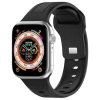 By Qubix - Square siliconen band - Zwart - Compatible met Apple Watch 38mm / 40mm / 41mm / 42mm - Compatible Apple watch bandjes - thumbnail