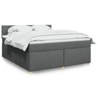 Boxspring met matras stof donkergrijs 180x200 cm - thumbnail