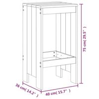 Barkrukken 2 st 40x36x75 cm massief grenenhout grijs - thumbnail