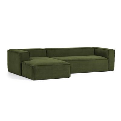 Kave Home Loungebank 'Blok' Rib, Links, kleur Donkergroen