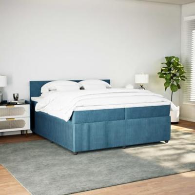 Boxspring met matras fluweel blauw 200x200 cm