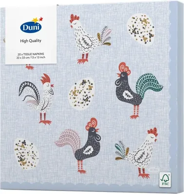 Duni 3-laags tissue servet easter morning 33x33cm blauw 20 stuks
