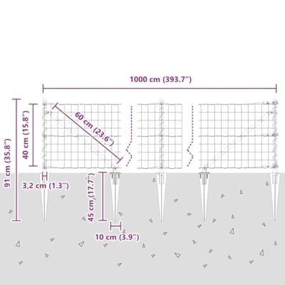 VidaXL Hek met paal groen 0,4 x 10 m staal en pvc