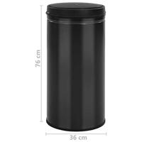 Prullenbak met automatische sensor 70 L koolstofstaal zwart - thumbnail