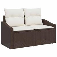 Tuinbankenset met opslag 9 pcs Bruin en Crème poly rattan - thumbnail