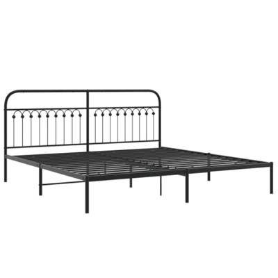 Bedframe met hoofdbord metaal zwart 200x200 cm Bedframe met hoofdbord metaal zwart 200x200 cm