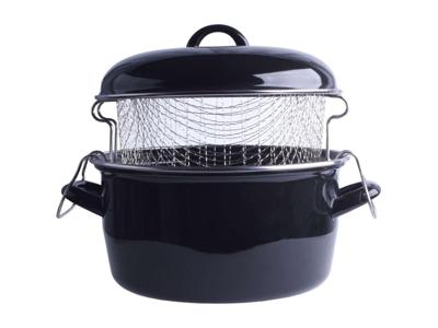 Cookinglife emaille Oliebollenpan / Frituurpan - Braadpan - met mand - Cooking - ø 24 cm