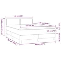 Boxspring met matras fluweel lichtgrijs 160x220 cm - thumbnail