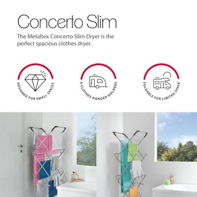 Tomado Metaltex Concerto Slim Droogrek 9,5 m Zilver met haakjes voor Kledinghangers Tomado Metaltex Concerto Slim Droogrek 9,5 m Zilver met haakjes voor Kledinghangers