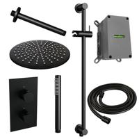 Black Edition thermostatische inbouw regendouche 3-weg omstelling SET 42 (30 cm douchekop, plafondarm, staaf handdouche) - thumbnail