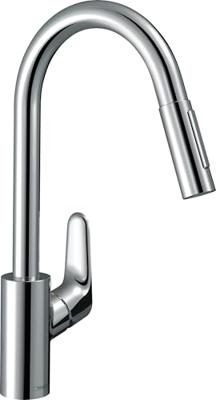 Hansgrohe Focus M41 ééngreeps keukenmengkraan 240 EcoSmart met uittrekbare vuistdouche, 2 straalsoorten, chroom Hansgrohe Focus M41 ééngreeps keukenmengkraan 240 EcoSmart met uittrekbare vuistdouche, 2 straalsoorten, chroom