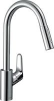 Hansgrohe Focus M41 ééngreeps keukenmengkraan 240 EcoSmart met uittrekbare vuistdouche, 2 straalsoorten, chroom - thumbnail