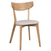 Rowico Home Ami Houten Eetkamerstoel Naturel Eiken - Grijs Zitkussen - thumbnail