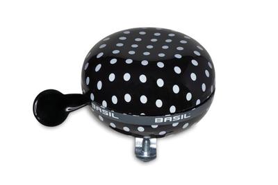BASIL Fietsbel polkadot ø80mm - zwart / wit