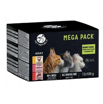 PETREPUBLIC Mega Pack Chicken, salmon, veal - nat kattenvoer - 12x100g