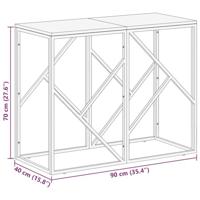 Wandtafel roestvrij staal en massief gerecycled hout zilver - thumbnail