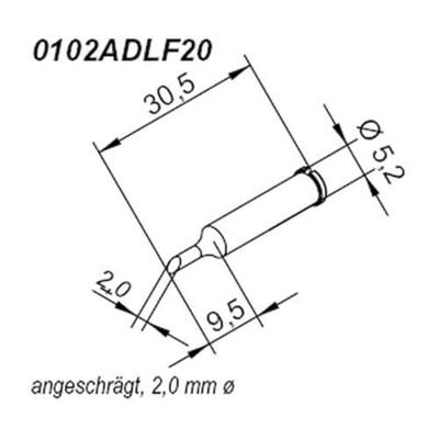 Ersa 0102ADLF20 Soldeerpunt Schuin Grootte soldeerpunt 2 mm Inhoud: 1 stuk(s)
