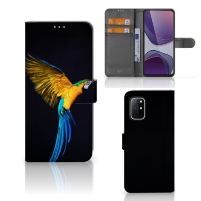 OnePlus 8T | Telefoonhoesje | Met pasjeshouder | Papegaai