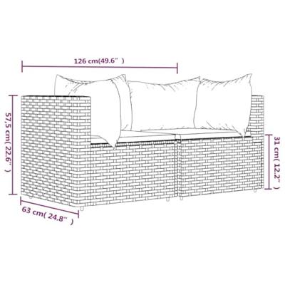 Tuinhoekbanken met kussens 2 st poly rattan grijs