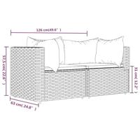 Tuinhoekbanken met kussens 2 st poly rattan bruin - thumbnail