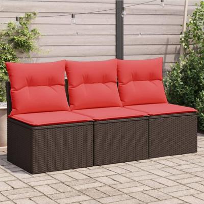 Tuinbank 3-zits met kussens poly rattan bruin Tuinbank 3-zits met kussens poly rattan bruin