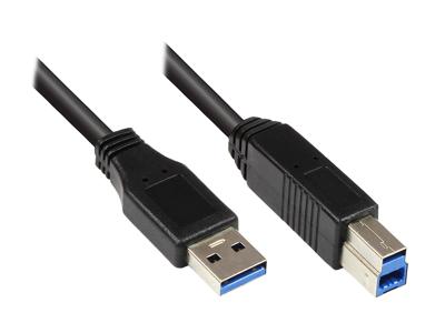 USB 3.0 aansluitkabel stekker A naar stekker B, zwart, 0,2 m, Good Connections®