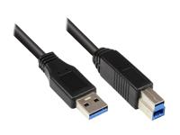 USB 3.0 aansluitkabel stekker A naar stekker B, zwart, 0,2 m, Good Connections® - thumbnail
