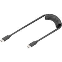 Digitus AK-300431-006-S USB-C Adapter [1x USB-C - 1x USB-C] Zwart Spiraalkabel 1 m - thumbnail