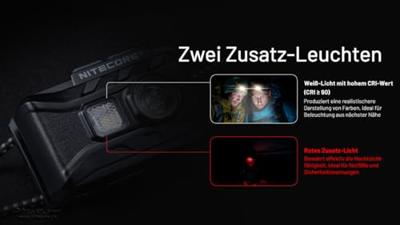 NiteCore NU20 Classic Hoofdlamp werkt op Li-ion oplaadbare batterij LED 360 lm 97 h 38 g