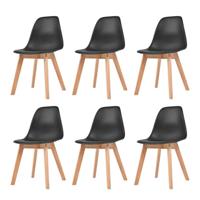VidaXL Eetkamerstoelen 6 st kunststof zwart - thumbnail