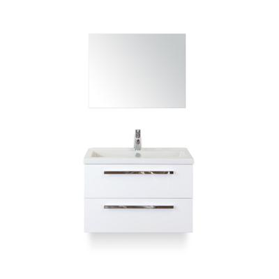 Seville Badmeubelset 80 cm - Wit Hoogglans - Keramische Wastafel Wit Djazz - met Spiegel