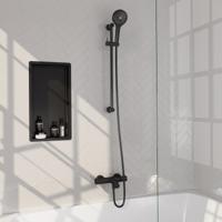 Brauer Black Edition Opbouw Baddouche Thermostaatkraan - 3 stand - Doucheslang - Glijstang - Handdouche - Mat Zwart - thumbnail
