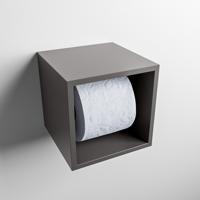 MONDIAZ Easy Toiletrolhouder CUBE 160 solid surface 16x16cm kleur Dark grey. Geschikt voor op en inbouw. - thumbnail