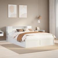 Bedframe zonder matras massief grenenhout wit 160x200 cm - thumbnail