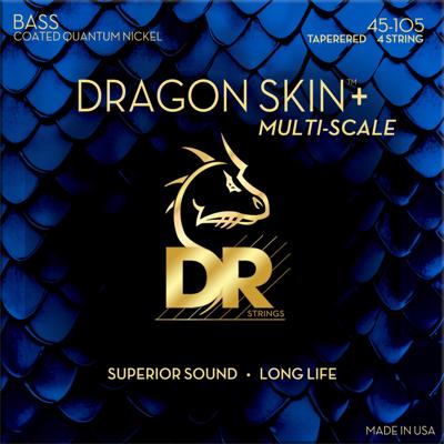 DR Strings Dragon Skin+ Coated Bass Strings Multi-Scale Tapered 45-105 voor elektrische basgitaar