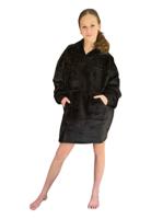 Draagbare deken met capuchon & mouwen - kind - zwart - thumbnail