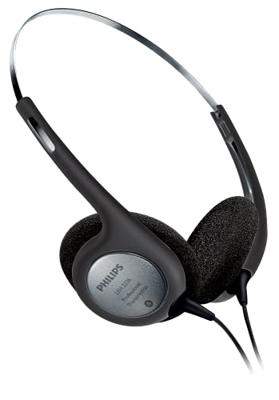Philips LFH2236 Stereo hoofdtelefoon voor dicteer- en afspeelapparaten met 3,5 mm jackplug, oorkussens, zwart/zilver, 170 mm × 135 mm × 50 mm