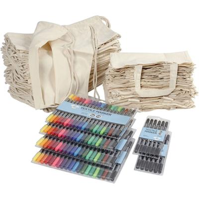 Creativ Company Groepsset rugzakken en tassen met stiften, afm 27,5x30 cm, diverse kleuren, 1 set