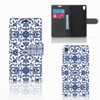Sony Xperia Z3 Hoesje Flower Blue - thumbnail